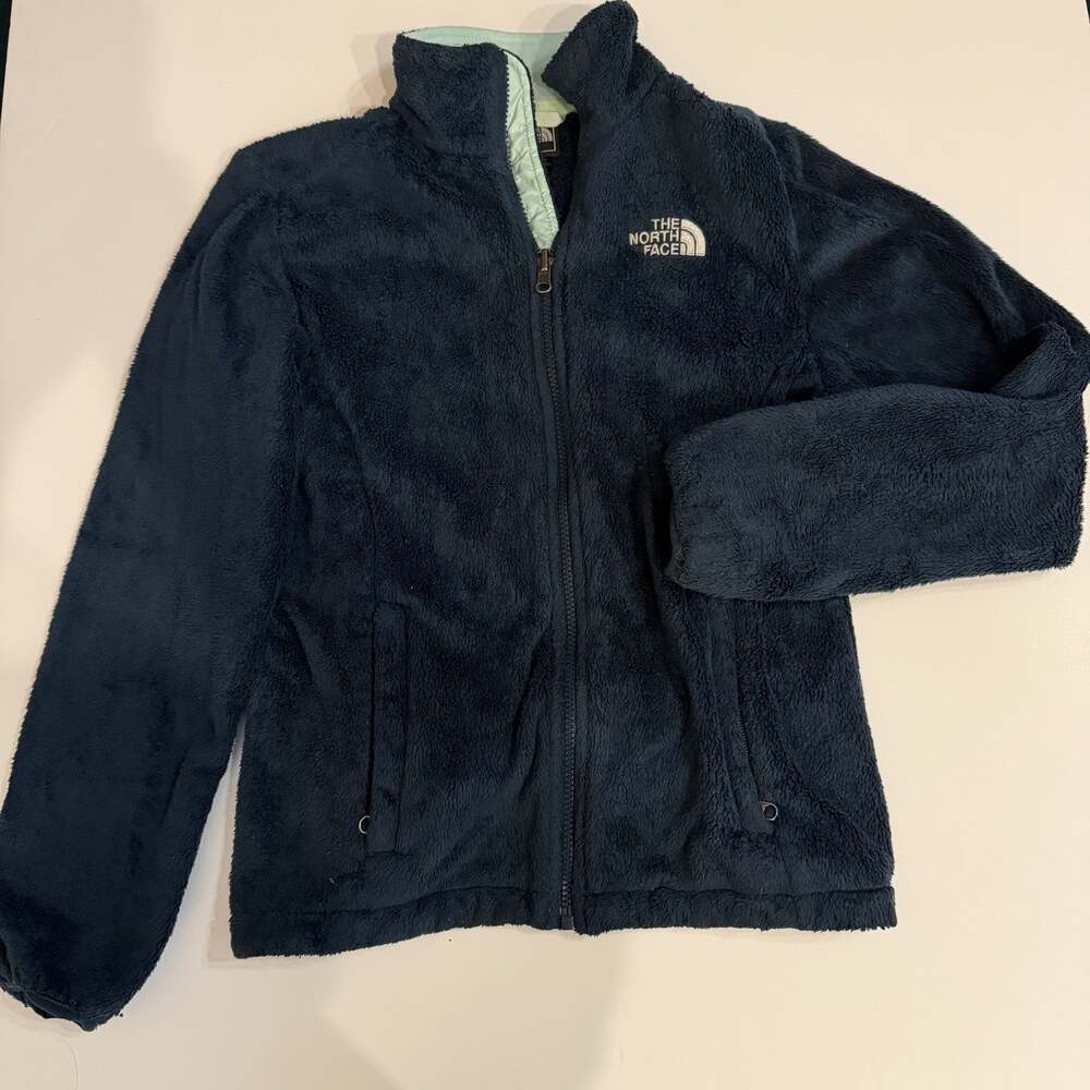 The North Face Osito Jacket Womens Small Plush Fleece Fuzzy Full Zip Teal Green